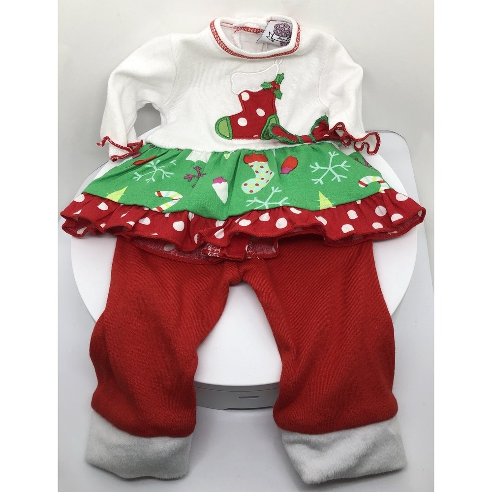 Doll‎ Size Holiday Outfit Top Pants Ruffles Fits 18" AG Doll Christmas Gift NEW